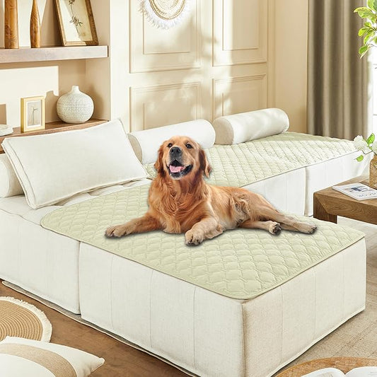 gogobunny 100% Double-Sided Waterproof Dog Bed Cover Pet Blanket Sofa Couch Furniture Protector for Puppy Large Dog Cat, Reversible (40x50 Inch (Pack of 1), Dark Cream/Light Cream)-PurrikoPets