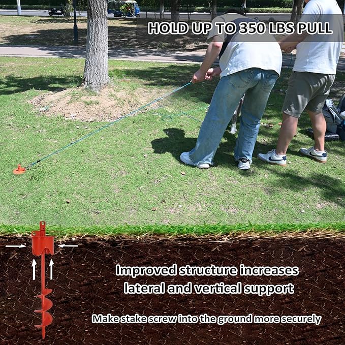 Dog Stakes for Outside Heavy Duty Hold up to 350Lbs Large Dogs Tie Out Tether Leash Chain for Yard Screw in Ground Anchors 17inch with Buffer Rope, Blue-PurrikoPets