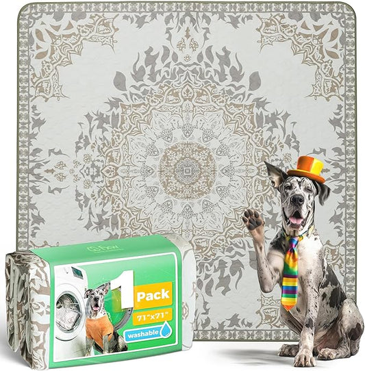 FXW Washable Pee Pads for Dogs, Puppy Pads with Super Absorbent, Specifically Designed for FXW Rollick/Homeplus 32 inch 8 Panels Dog Playpen, 71" Square, Boho, 1 Pack-PurrikoPets
