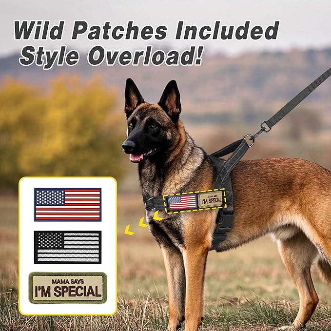 Forestpaw No Pull Dog Harness - Soft Flannel Padded Tactical Dog Vest Harness with Quick Release Buckle, Adjustable Reflective Pet Harness for Large Dogs Walking Training,Black XL-PurrikoPets