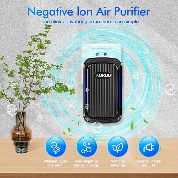 Air Ionizers (4 Pack）- Plug In Negative Ion Air Purifiers - Quiet Air Freshener for Home, Bedroom, Office, Basement - Portable Air Purifier Odor, Smoke, Dust, Pet Smell - Mini Air Cleaner Black-PurrikoPets