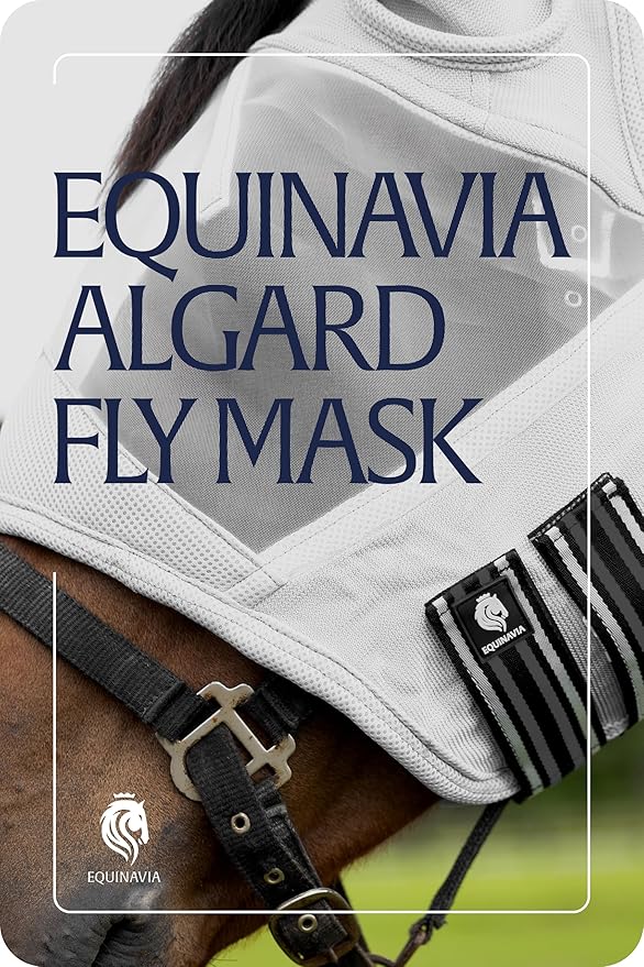 Equinavia Algard Soft Mesh Horse Fly Mask with Ear Protection and 45 UPF Rating | No Eye Irritation & UV Protection - Silver - Warmblood-PurrikoPets