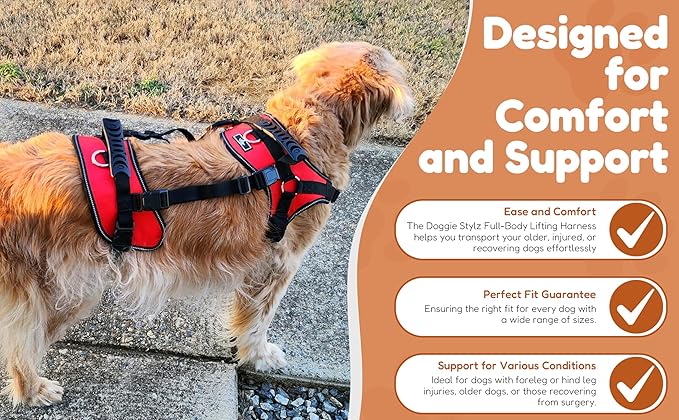 Doggie Stylz Multi-Functional Full-Body Lifting Dog Harness Vest, Designed for Front-Only, Rear-Only or Full-Body Dog Lifting. Please Measure Your Before Ordering.-PurrikoPets