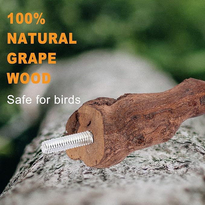 2 pcs 9.8 inch Bird Perches Stand Natural Wood Bird Perches, Birdcage Wood Stand Tree Perches for Birds Cockatiels Parrots Conures Macaws Finches(2PCS 9.8" Length)-PurrikoPets