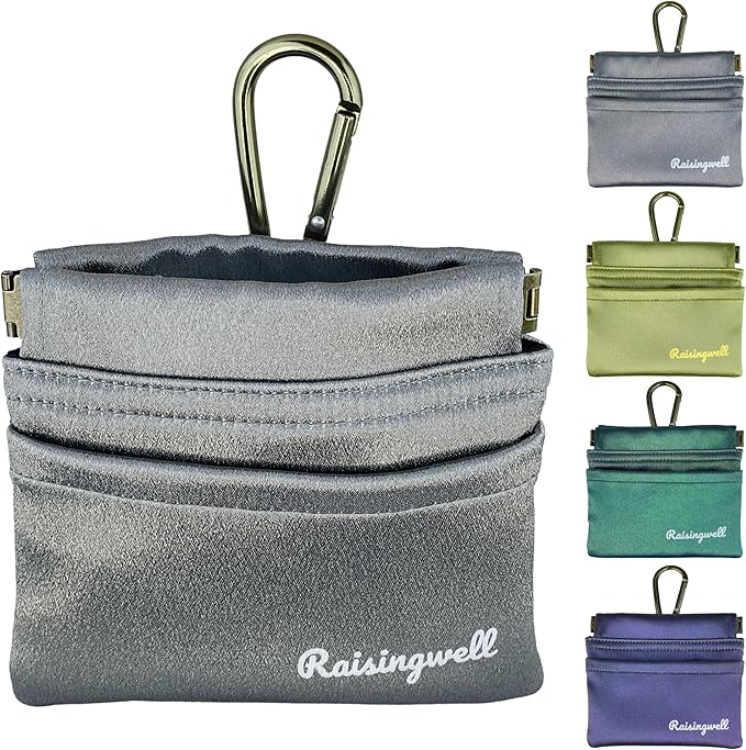 Dog Treat Pouch, Pocket Sized Pet Training Pouch, Hand Free Bronze Dog Walking Bag with Carabiner, Self-Closing Pet Feed Snack Reward, for Puppy Travel or Outdoor Use, NanoPTC-PurrikoPets