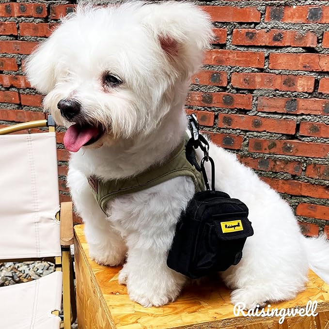 Dog Treat Pouch for Pet Walking and Training with Clicker, Poop Bags, and Three Bags Design Small Fanny Zipper Pack Holder for Puppy Snack Dispenser Kit for Leash and Outdoor Use (Black)-PurrikoPets