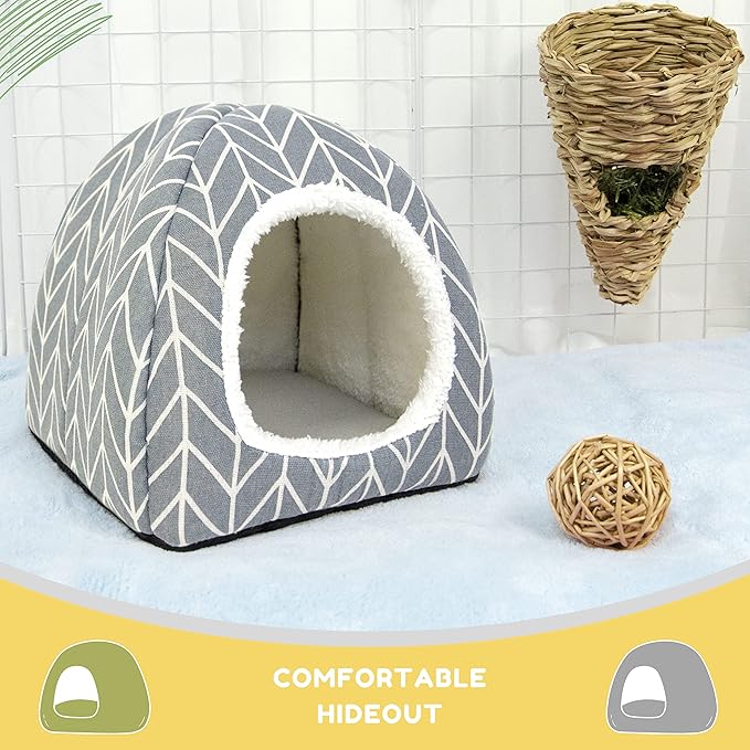 2 Pack Guinea Pig Hideout Bed Rabbit House Cave Accessories Cozy Hide-Out for Bunny Hedgehog Ferret Chinchilla&Other Small Animals-PurrikoPets