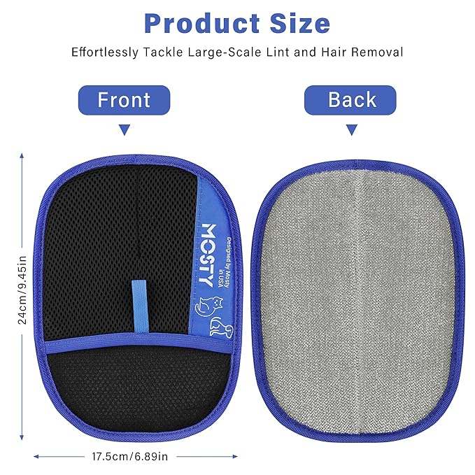 2Pcs Pet Hair Removal Glove,Double Sided Electrostatic, Reusable Cat & Dog Hair Remover Mitt for Furniture, Couch, Carpet, Car Seat, Quick Cleaning Grooming Glove-PurrikoPets