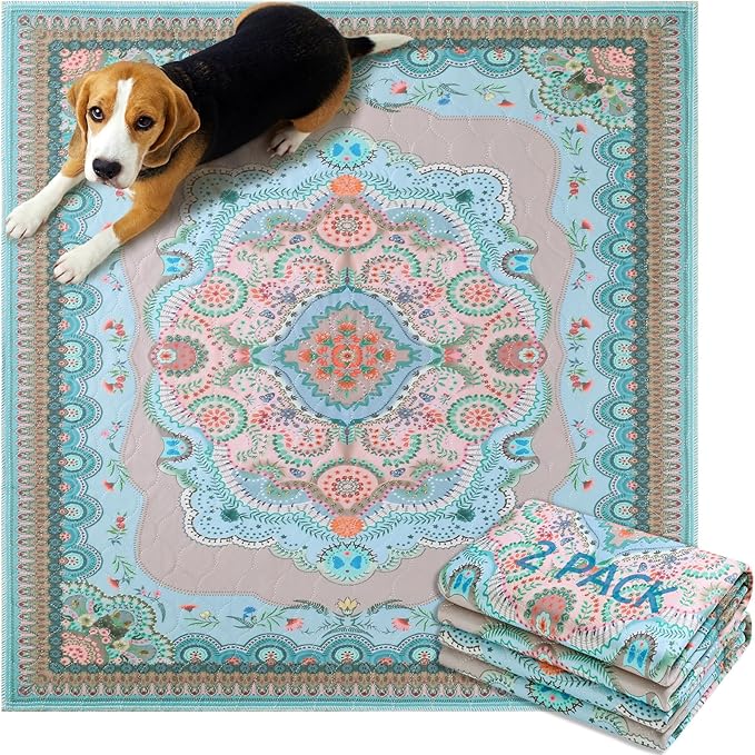 Aitmexcn Washable Pee Pads for Dogs, Large 2 Pack Reusable Puppy Pads Pet Training Pads, Super Absorb Dog Mats, Whelping Pad, Non-Slip Protects Against Urine Leakage-48 x 48"-PurrikoPets