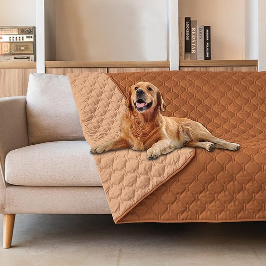 gogobunny 100% Double-Sided Waterproof Dog Bed Cover Pet Blanket Sofa Couch Furniture Protector for Puppy Large Dog Cat, Reversible (52x82 Inch (Pack of 1), Dark Pumpkin/Light Pumpkin)-PurrikoPets