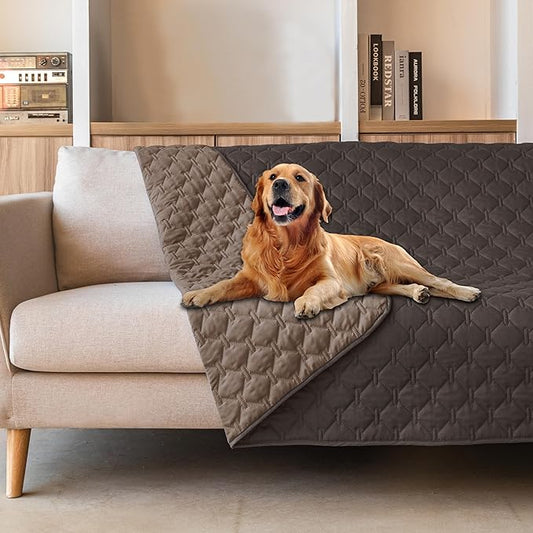 gogobunny 100% Double Sided Waterproof Dog Blanket Soft Pet Bed Cover Reversible Protect Furniture Couch Sofa Car for Puppy Large Dog Cat (Dark Coffee/Light Coffee, 82x102 Inch (Pack of 1))-PurrikoPets