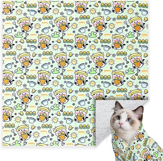 27.6" Large Cat Grooming Wrap, Cat Grooming Supplies, Cat Wrap for Cutting Nails, Self-Adhesive Cat Grooming Bag for Cats Within 15lbs Cat Restraint for Nail Clipping, Medicine Taking(Green)-PurrikoPets