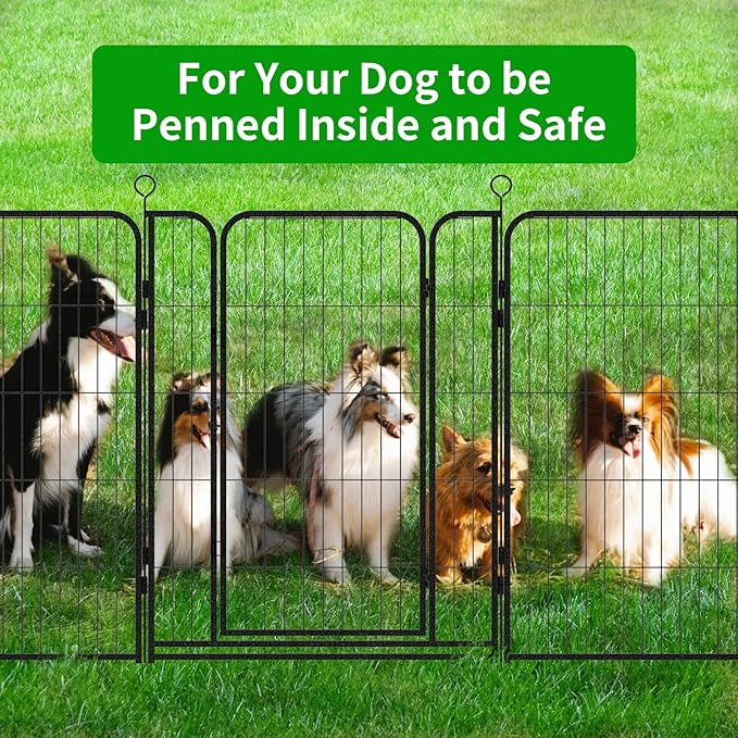 Dog Playpen Outdoor Extra Wide 24 Panels Heavy Duty Dog Fence 40" Height Anti-Rust with Doors Portable for RV Camping Yard, Total 63FT, 316 Sq.ft, Snowy Black-PurrikoPets