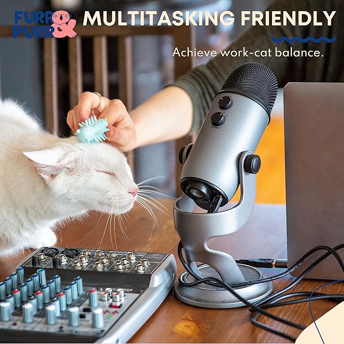 Furr&Purr Cat Brush Set for Indoor Cats - Grooming Tools: Face Scratcher, Calming Massager, and Scratching Pad (2-Pack, Made in the USA)-PurrikoPets