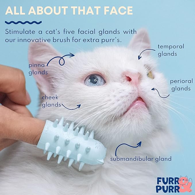 Furr&Purr Cat Brush, Made in the USA, Face Massager, Face Scratcher, Calming Care Comb for Cats, Indoor Cats (1-Pack)-PurrikoPets