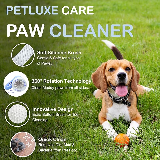 Dog Paw Cleaner for Small & Medium Dogs – Portable Paw Washer Cup with Soft Silicone Brush, Towel & Moisturizing Balm – Gently Cleans Muddy Paws After Walks (Blue, Small)-PurrikoPets