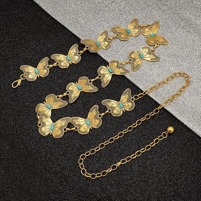 Waist Chain Belts Women Girls Metal Belly Link Adjustable Waist Belt for Jeans and Dress