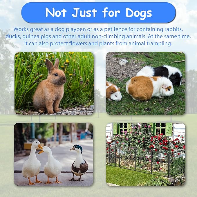 Dog Playpen, Outdoor Dog Fence, 8 Panels, 40" H Dog Pen for Medium/Small Dogs, Heavy Duty Metal Pet Fence with Gate, Portable Dog Fence for RV Camping and Yard (Black)-PurrikoPets