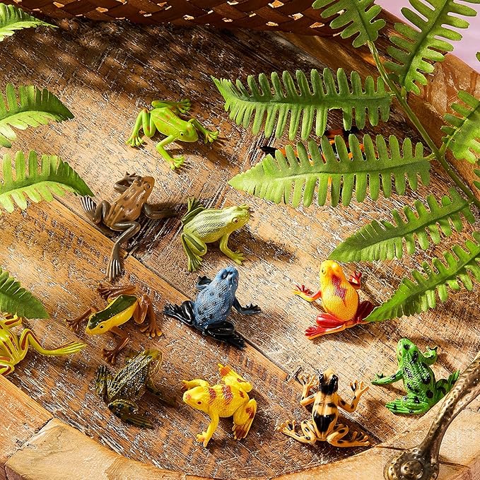 24 Pieces Plastic Frogs Toy Mini Vinyl Realistic Frog Decorations Fun Rain Forest Character Figures Lifelike Toy for Rana Crafting Party Supplies Home Decor Game-PurrikoPets