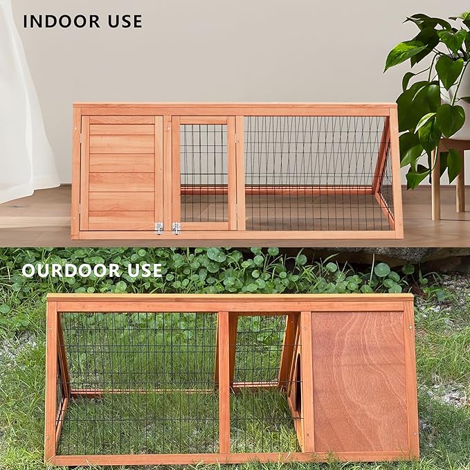 A-Frame Quail Coop,Wooden Quail Cage Indoor Outdoor,Triangle Rabbit Hutch with 2 Doors & Ventilating Wire for Small Animals,Sold by XilishppEcxEco (Ntural Wood)-PurrikoPets