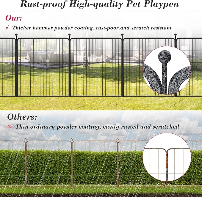 Dog Playpen 32 inch 32 Panels Indoor Outdoor Dog Pen for Medium/Small Dogs Heavy Duty Metal Dog Fence Outdoor for Yard, Puppy Playpen with Door Portable Pet Fence for RV Camping Yard-PurrikoPets