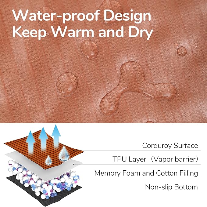 FUKUMARU Dog Couch Bed, Corduroy Cozy Cat Bed for Indoor Cats with Washable Cover, Supportive Waterproof Dog Beds Sofa for Small Dogs and Large Cats Cute, 28inch, Medium, Orange-PurrikoPets