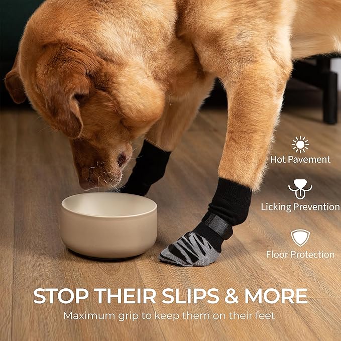 DOK TigerToes Premium Non-Slip Dog Socks for Hardwood Floors - Extra-Thick Grip That Works Even When Twisted - Prevents Licking, Slipping, and Great for Dog Paw Protection (XXS)-PurrikoPets