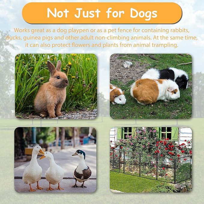 Dog Playpen, Outdoor Dog Fence, 16 Panels, 40" H Dog Pen for Medium/Small Dogs, Heavy Duty Metal Pet Fence with Gate, Portable Dog Fence for RV Camping and Yard (Black)-PurrikoPets