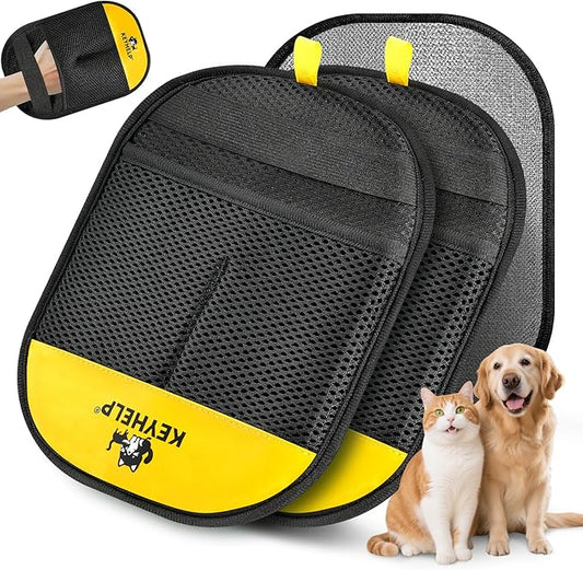 2Pcs Pet Hair Removal Glove for Dogs & Cats, Newly Upgraded Reusable Electrostatic Pet Hair Gloves, Pet Hair Remover Tool for Clothing, Couch, Carpet, Car Seat-PurrikoPets