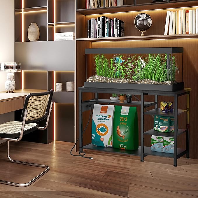 30-40 Gallon Aquarium Stand: Heavy Duty With Power Outlets and Cabinet for Tank Accessories Storage - Metal Frame, 1000LBS Capacity, Suitable for Fish & Reptile Terrariums-PurrikoPets