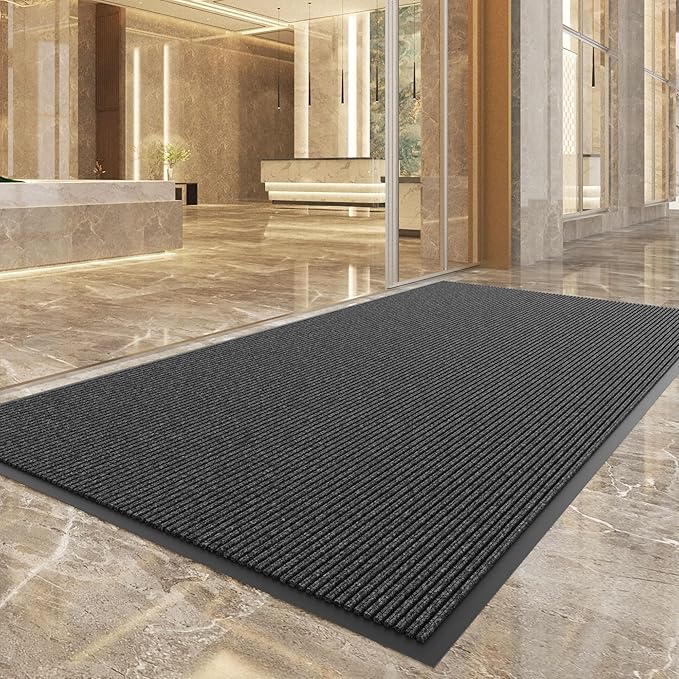 Durable Front Door Mat, Heavy Duty Indoor Outdoor Doormat, 60” x 36” Low Profile Outdoor Mats for Home Entrance, Stain and Fade Resistant Shoe Scraper Mat, Ideal for High Traffic Area-PurrikoPets