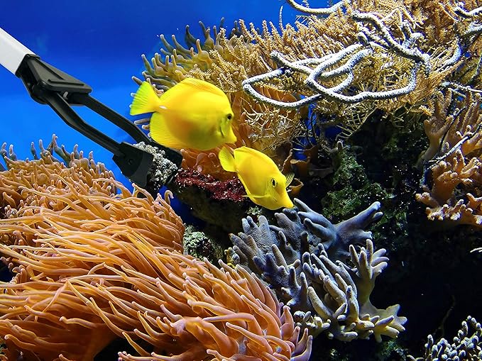 EZPIK 27" Extra Long Tweezers for Aquarium - Grabber Tool for Aquascaping - Aquarium Tongs Extra Long for Grabbing in Deepest Tanks - Saltwater Fish Feeding Tongs - Fish Tank Tweezers for Coral Reef-PurrikoPets