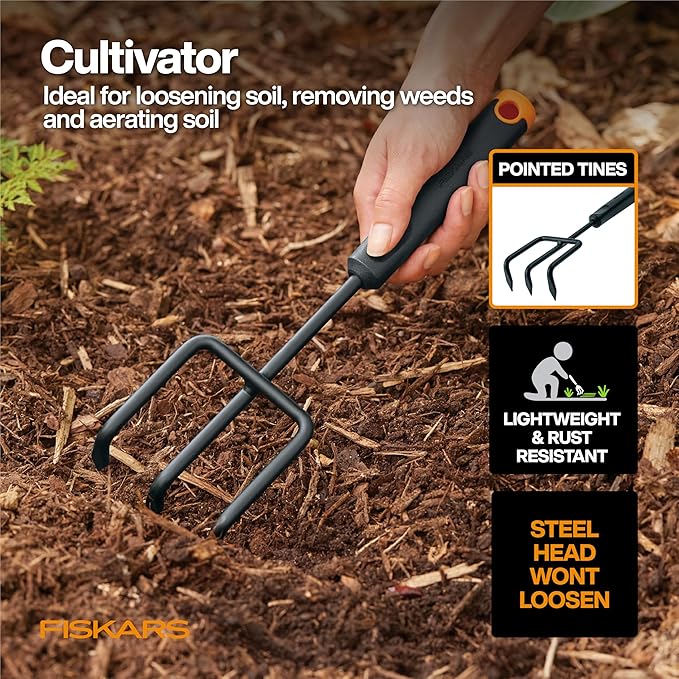 Fiskars Vegetable Garden Tool Set with Vegetable Shears, Seed Sower, Trowel, Cultivator, Weeder, and L/XL Garden Gloves for Indoor or Outdoor Gardening (6 Piece Kit), Gardening Gifts for Women-PurrikoPets