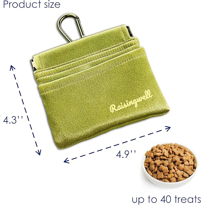 Dog Treat Pouch, Pocket Sized Pet Training Pouch, Hand Free Bronze Dog Walking Bag with Carabiner, Self-Closing Pet Feed Snack Reward, for Puppy Travel or Outdoor Use, NanoPTC-PurrikoPets
