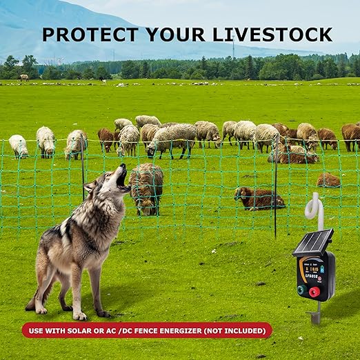 Electric Fence Netting, 164'L x 47.2" H Electric Chicken Fence Kit for Livestock, Farms, Backyards, Garden, Assembled Double Spiked Portable Electric Poultry Farm Fence-PurrikoPets