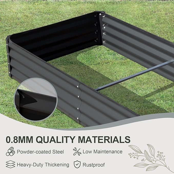 Domi Galvanized Raised Garden Bed, 6x3x1Ft Thickening Metal Planter Box for Vegetables Bottomless for Backyard Outdoor, 1" Deep w/ 128 Gallon Capacity - Dark Gray-PurrikoPets