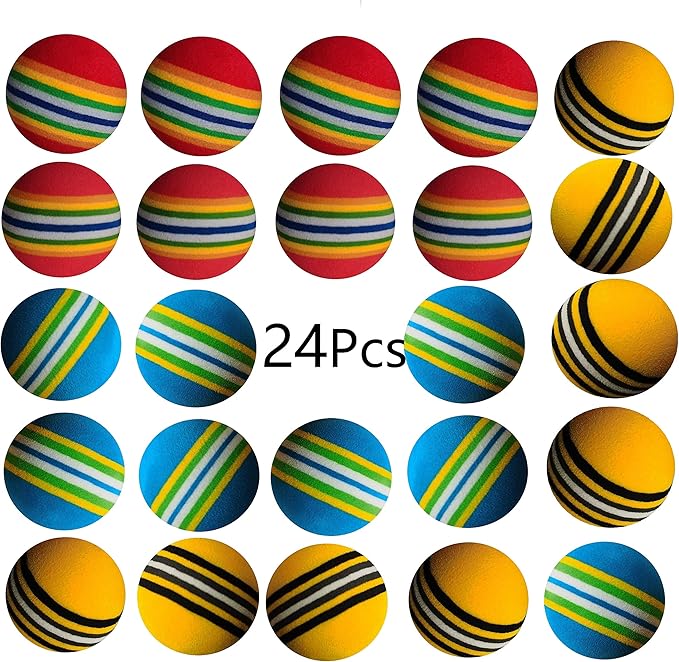 24 Pcs Colorful Soft Foam Rainbow Play Balls for Pet Dog and Cat (42cm) Ethylene Vinyl Acetate-PurrikoPets