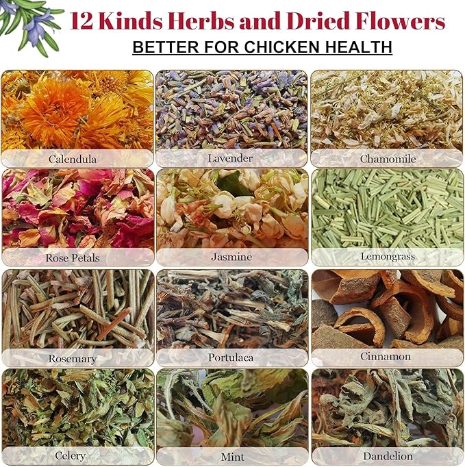 21 oz Chicken Nesting Herbs Flowers - 1.3lb Poultry Blend Herbs 12 Premium Nesting Box Herbs for Chicken Coop Refresher Boost Egg Laying Hens Herb Supplement for Backyard-PurrikoPets