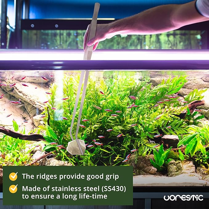 2 Pcs Heavy Duty Reptile Feeding Tongs, Aquarium Tweezers 18 Inch, Straight and Curved Extra Long Tweezers, Reptile Tongs, Aquarium Tongs, Aquarium Tweezers Extra Long-PurrikoPets