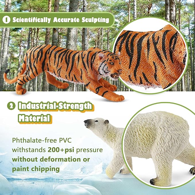 9 PCS Zoo Animal Toys for Kids 3-5 Realistic Plastic Wild Animal Figurine Toys Educational Learning Toy for Kids Boys Girls Toddlers-PurrikoPets