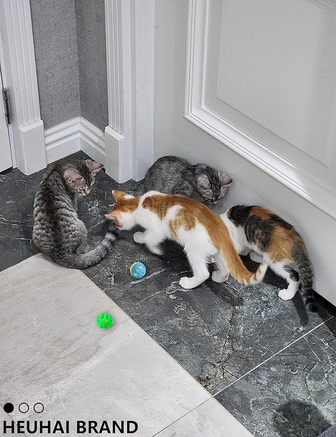 5-Piece Cat Toy Balls with Bells for Kittens and Indoor Cats, Over The Moon(1.5'', Basic Cat Toy Set)-PurrikoPets