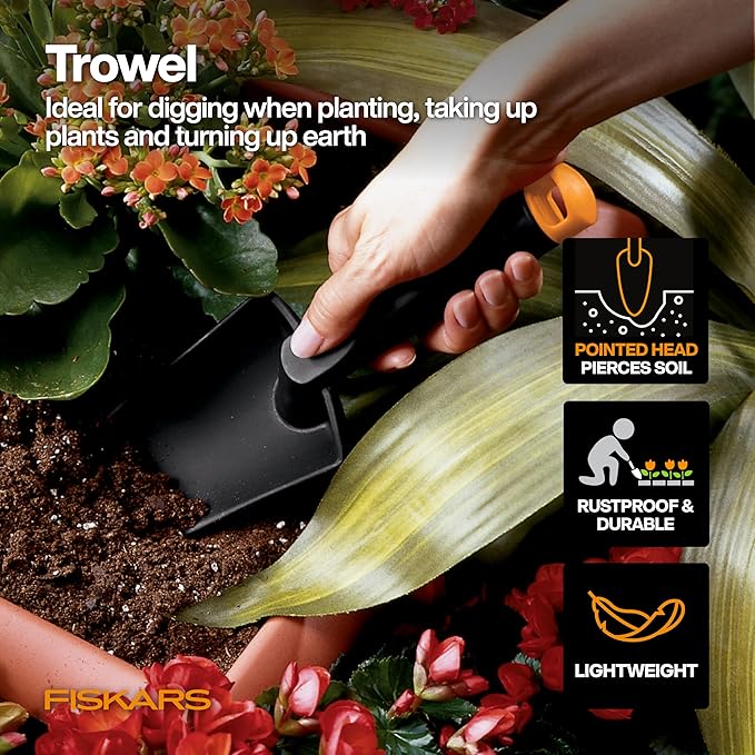 Fiskars Vegetable Garden Tool Set with Vegetable Shears, Seed Sower, Trowel, Cultivator, Weeder, and L/XL Garden Gloves for Indoor or Outdoor Gardening (6 Piece Kit), Gardening Gifts for Women-PurrikoPets