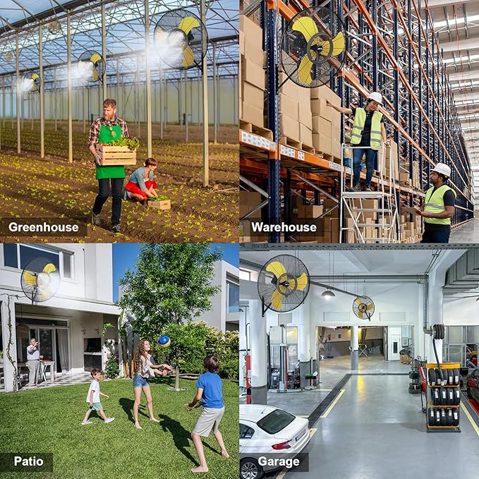 9600 CFM 30" Outdoor Wall Mount Misting Fans, High Velocity 3-Speed Waterproof Professional Oscillating Wall Fan, Heavy Duty Industrial Fan for Commercial, Garage, Warehouse, UL Listed-PurrikoPets