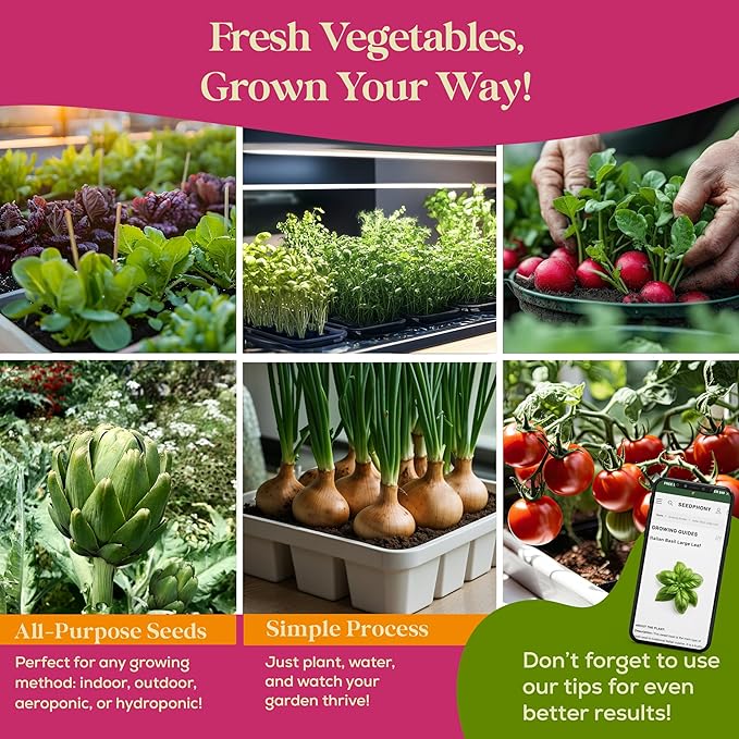50 Gourmet Garden Vegetable Seeds Variety Pack - 34,455+ Non-GMO Heirloom Vegetables Seeds for Planting Indoor Outdoor: Broccoli, Carrot, Onion, Lettuce, Pepper - Gardening Seed Packets-PurrikoPets