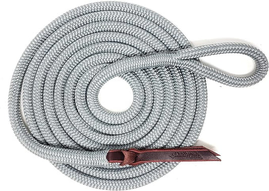 Double Braid Lead Rope with Eye Splice Loop, 12-14FT Lengths (Grey, 12 ft.)-PurrikoPets