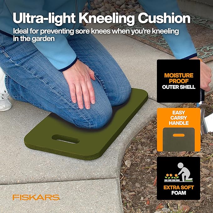 Fiskars Flower Gardening Tool Gift Set with Floral Pruner, Trowel, Cultivator, Garden Gloves, and Ultra-Light Kneeling Cushion for Outdoor Use (5 Piece Kit)-PurrikoPets