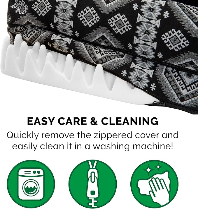 Furhaven Orthopedic Dog Bed for Large Dogs w/ Removable Bolsters & Washable Cover, For Dogs Up to 95 lbs - Plush & Southwest Kilim Woven Decor Sofa - Black Medallion, Jumbo/XL-PurrikoPets