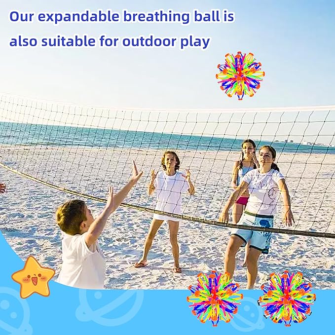 2Pcs Colorful Sphere Expandable Breathing Balls Fidget Toy-Stress Reliever ,Collapsible Expanding Magic Ball Toys from 6" to 12"for Kids & Adults Mindfulness Meditation Practices,Yoga -ADHD-PurrikoPets