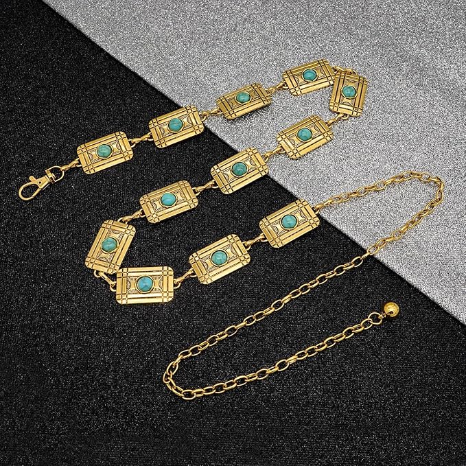 Waist Chain Belts Women Girls Metal Belly Link Adjustable Waist Belt for Jeans and Dress