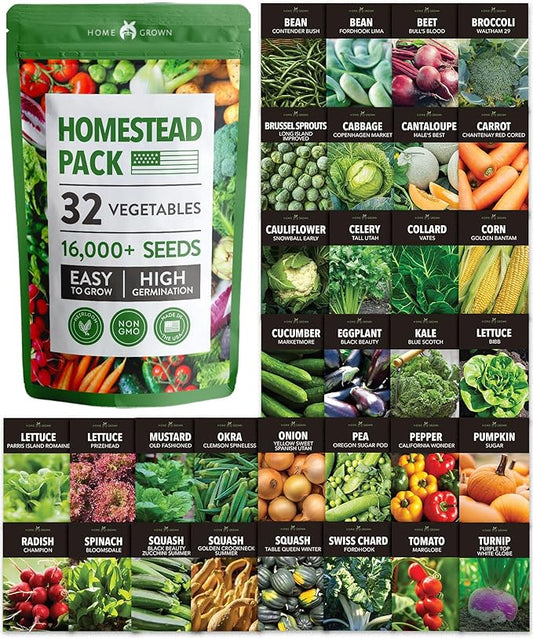 32 Heirloom Vegetable and Fruit Seeds for Planting - 16,000+ Seeds | Non-GMO Survival Seed Vault | High Germination | 32 Varieties of Vegetable Seeds for Your Home Survival Garden-PurrikoPets